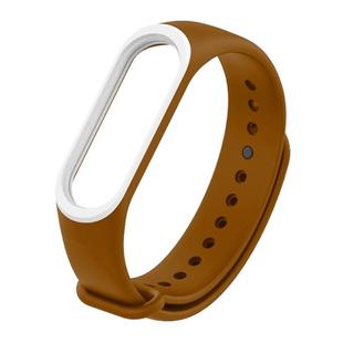 Colorful Silicone Watch Band for Xiaomi Mi Band 3 & 4 (Brown+White)
