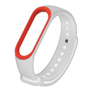 Colorful Silicone Watch Band for Xiaomi Mi Band 3 & 4 (White+Red)