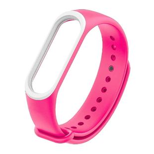 Colorful Silicone Watch Band for Xiaomi Mi Band 3 & 4 (Pink+White)