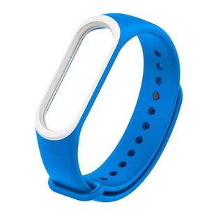 Colorful Silicone Watch Band for Xiaomi Mi Band 3 & 4 (Blue+White)