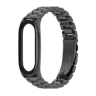 Mijobs Stainless Steel Metal Watch Band for Xiaomi Mi Band 3 & 4 & 5 & 6(Black)