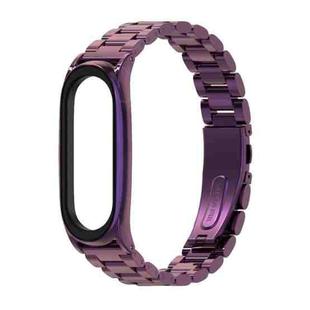 Mijobs Stainless Steel Metal Watch Band for Xiaomi Mi Band 3 & 4 & 5 & 6(Purple)
