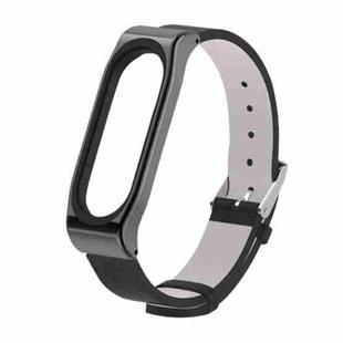 Mijobs PU Leather Watch Band for Xiaomi Mi Band3 & 4 & 5 & 6 Wrist Straps Screwless Magnetic Bracelet Mi Band3 Smart Band Replace Accessories, Host not Included
