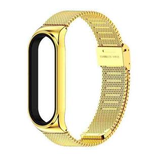 Mijobs Milan CS Screwless Buckle Metal Watch Band Case for Xiaomi Mi Band 3 & 4 & 5 & 6, Host not Included(Gold)