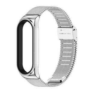Mijobs Milan CS Screwless Buckle Metal Watch Band Case for Xiaomi Mi Band 3 & 4 & 5 & 6, Host not Included(Silver)