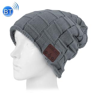 Square Textured Knitted Bluetooth Headset Warm Winter Beanie Hat with Mic for Boy & Girl & Adults (Dark Grey)