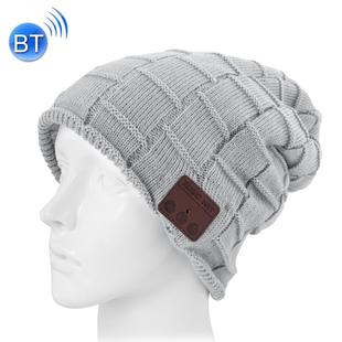 Square Textured Knitted Bluetooth Headset Warm Winter Beanie Hat with Mic for Boy & Girl & Adults(Grey)
