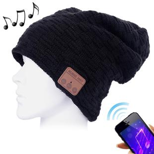 Weave Textured Knitted Bluetooth Headset Warm Winter Beanie Hat with Mic for Boy & Girl & Adults(Black)