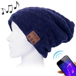 Weave Textured Knitted Bluetooth Headset Warm Winter Beanie Hat with Mic for Boy & Girl & Adults(Dark Blue)