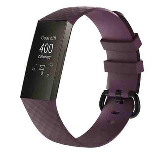 Diamond Pattern Silicone Watch Band for Fitbit Charge 3, Size: 210x18mm(Dark Purple)