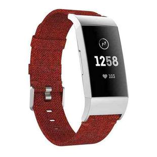 Woven Vanvas Nylon Watch Band for Fitbit Charge 3(Dark Red)