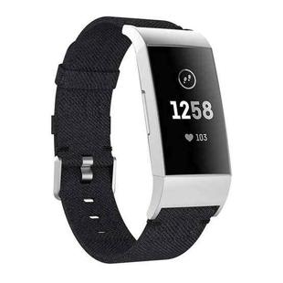 Woven Vanvas Nylon Watch Band for Fitbit Charge 3(Black)