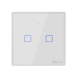 Sonoff T2 Touch 86mm Tempered Glass Panel Wall Switch Smart Home Light Touch Switch, Compatible with Alexa and Google Home, AC 100V-240V, UK Plug