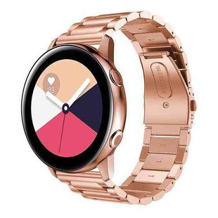 3-Beads Slingshot Buckle Solid Stainless Steel Watch Band for Galaxy Watch Active 20mm (Rose Gold)