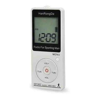 HRD-602 Digital Display FM AM Mini Sports Radio with Step Counting Function (White)