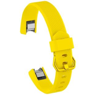 Solid Color Silicone Watch Band for FITBIT Alta / HR, Size: L(Lemon Yellow)
