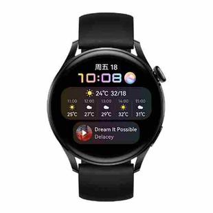 Original Huawei Watch 3 46mm GLL-AL00 1.43 inch AMOLED Color Screen Bluetooth 5.2 5ATM Waterproof, Support Sleep Monitoring / Body Temperature Monitoring / eSIM Independent Call / NFC Payment (Vitality Black Rubber Strap)