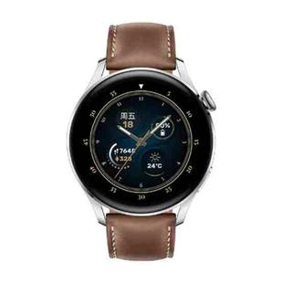 Original Huawei Watch 3 46mm GLL-AL00 1.43 inch AMOLED Color Screen Bluetooth 5.2 5ATM Waterproof, Support Sleep Monitoring / Body Temperature Monitoring / eSIM Independent Call / NFC Payment (Fashion Brown Leather Strap)