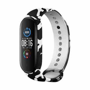 For Xiaomi Mi Band 6 / 5 Camouflage Series Silicone Watch Band(Black White)