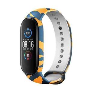 For Xiaomi Mi Band 6 / 5 Camouflage Series Silicone Watch Band(Blue + Yellow)