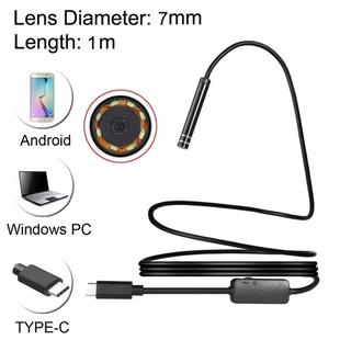 USB-C / Type-C Endoscope Waterproof IP67 Snake Tube Inspection Camera with 8 LED & USB Adapter, Length: 1m, Lens Diameter: 7mm