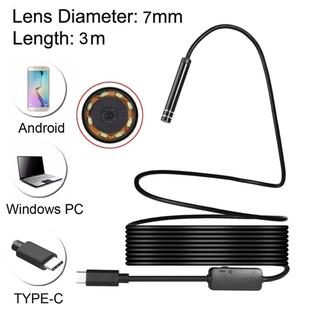 AN97 USB-C / Type-C Endoscope Waterproof IP67 Tube Inspection Camera with 8 LED & USB Adapter, Length: 3m, Lens Diameter: 7mm