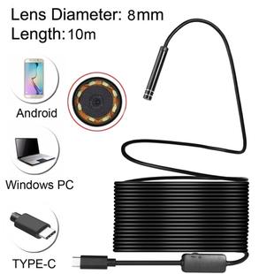 AN97 USB-C / Type-C Endoscope Waterproof Tube Inspection Camera with 8 LED & USB Adapter, Length: 10m, Lens Diameter: 8mm