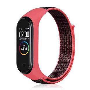Smart Watch Nylon Woven Watch Band for Xiaomi Mi Band 3 / 4(Red Black)