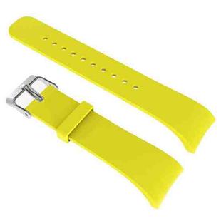 Solid Color Leather Watch Band for Galaxy Gear Fit2 R360 (Yellow)