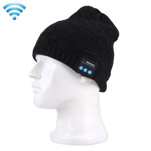 Square Textured Knitted Bluetooth Headset Warm Winter Hat with Mic for Boy & Girl & Adults(Black)
