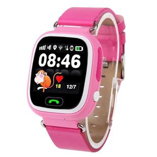 OBTNL B11 GSM GPRS GPS Locator Anti-Lost Smart Watch Tracker for iOS / Android, Leather or Plastic Band Random Delivery(Pink)