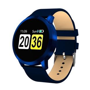 Q8A 0.95 inch OLED Screen Display Leather Strap Bluetooth Smart Watch, IP67 Waterproof, Support Remote Camera / Heart Rate Monitor / Blood Pressure Monitor / Blood Oxygen Monitor, Compatible with Android and iOS Phones(Blue)