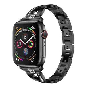 Colorful Diamond Stainless Steel Watch Band for Apple Watch Series 7 41mm / 6 & SE & 5 & 4 40mm / 3 & 2 & 1 38mm(Black)