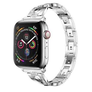 Colorful Diamond Stainless Steel Watch Band for Apple Watch Series 7 41mm / 6 & SE & 5 & 4 40mm / 3 & 2 & 1 38mm(Silver)