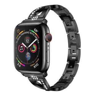 Colorful Diamond Stainless Steel Watch Band for Apple Watch Series 7 45mm / 6 & SE & 5 & 4 44mm / 3 & 2 & 1 42mm(Black)