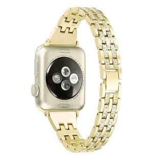 Colorful Diamond Stainless Steel Watch Band for Apple Watch Series 7 45mm / 6 & SE & 5 & 4 44mm / 3 & 2 & 1 42mm(Gold)