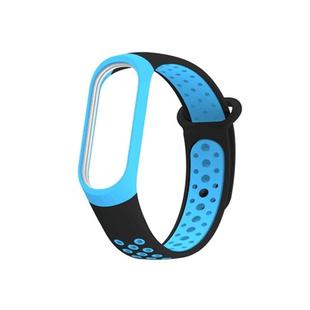 Colorful Silicone Wrist Strap Watch Band for Xiaomi Mi Band 3 & 4(Black Blue)