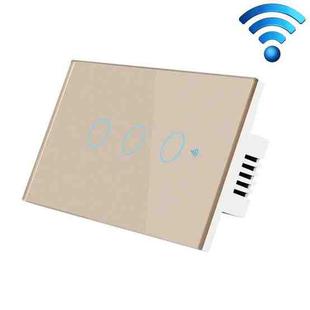 TC120 Wifi Smart Light Switch Glass Screen Touch Panel Voice Control Wireless Wall Switch Work with Alexa Echo / Google Home (Gold)