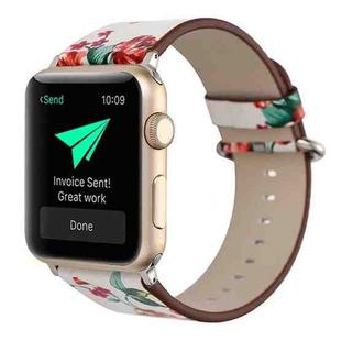 For Apple Watch Ultra 49mm&Watch Ultra 2 49mm / Series 10 46mm / 9&8&7 45mm / SE 3&SE 2&6&SE&5&4 44mm / 3&2&1 42mm Fashion Pastoralism Style Little Floral Pattern Women Watch Leather Watch Band