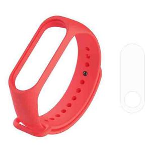 2 in 1 Silicone Watch Band with TPU Screen Film for Xiaomi Mi Band 3(Red)