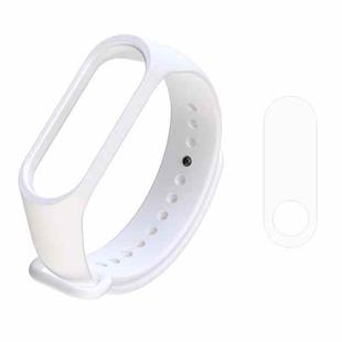 2 in 1 Silicone Watch Band with TPU Screen Film for Xiaomi Mi Band 3(White)