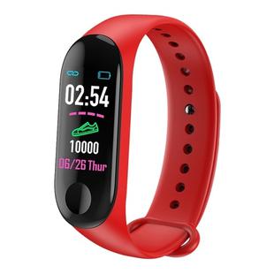 M3 0.96 inches TFT Color Screen Smart Bracelet IP67 Waterproof, Support Call Reminder /Heart Rate Monitoring /Blood Pressure Monitoring /Sleep Monitoring /Weather Forecast (Red)