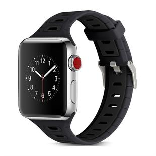 T Shape Two Color Silicone Watch Band for Apple Watch Series 3 & 2 & 1 38mm(Black)