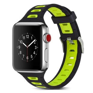 T Shape Two Color Silicone Watch Band for Apple Watch Series 3 & 2 & 1 38mm(Black Yellow)