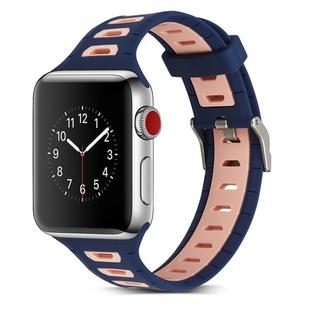 T Shape Two Color Silicone Watch Band for Apple Watch Series 3 & 2 & 1 42mm(Pink Blue)