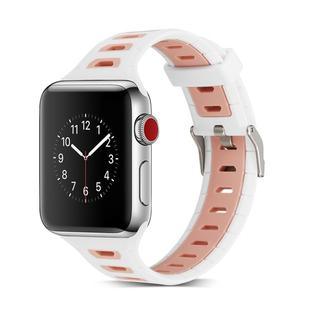 T Shape Two Color Silicone Watch Band for Apple Watch Series 3 & 2 & 1 42mm(Pink + White)