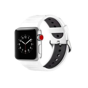 Concavo Convex Silicone Watch Band for Apple Watch Series 3 & 2 & 1 42mm(White + Black)