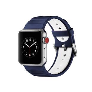 Concavo Convex Silicone Watch Band for Apple Watch Series 3 & 2 & 1 42mm(White Blue)