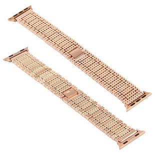 For Apple Watch Series 7 45mm / 6 & SE & 5 & 4 44mm / 3 & 2 & 1 42mm Nine Beads Stainless Steel Wrist Strap Watch Band (Rose Gold)