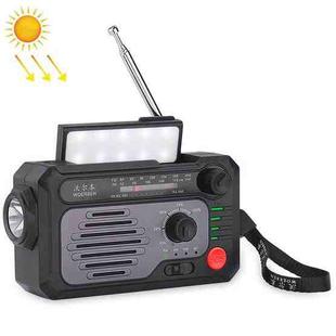 KK-228 Multifunctional Solar Power Hand Generator Radio Outdoor Emergency Disaster Prevention(Black Grey)